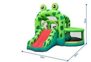 Green frog inflatable bouncer and slide for home use