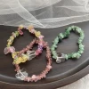 Handmade Colorful Jewelry Crystal Bracelet Butterfly Pattern Adjustable Beaded Stone Bracelet