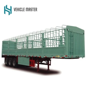 Heavy duty 3 axle 40ton box stake/storage fence truck semi trailer for sale