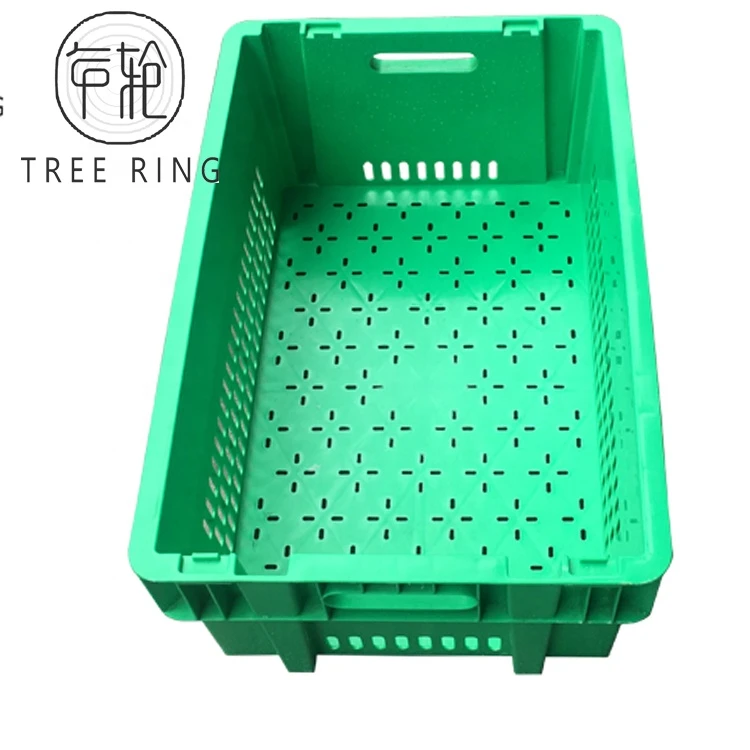 Heavy duty Industrial Food Farmer Stackable Nestable Vented Plastic Mesh FIsh Crate for Supermarket 600*400*235
