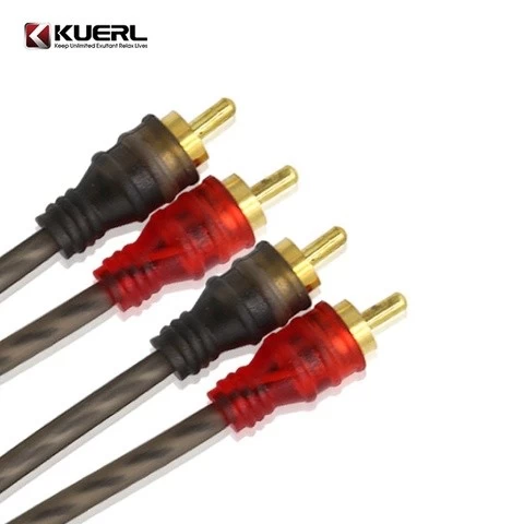 High quality bare copper wire 0.5/1.2/2/3/5m car audio RCA cable with color box