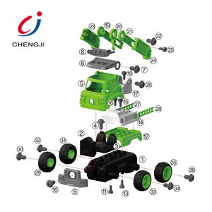 High quality battery operated vehicle tool educational assemble diy truck toy