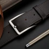 High Quality cheap Lychee stripe business genuine leather pin buckle belt for men