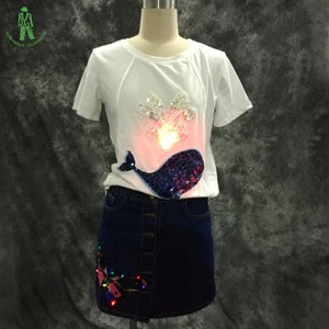 High Quality Fashionable Luminous Clothes LED Lighting Denim Short Skirt For Party Club DJ Show Daily Wear Luminescent  Clothes