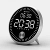 High Quality Round Metal LED Digital Alarm Clock with Chargeable Battery