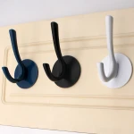 High Quality Zinc Alloy Black Metal Double Towel Vintage Wardrobe Clothing Wall Mount Hook Clothes Hanger//
