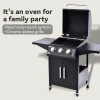 High temp powder coated  3 burner cooker bbq smoker gas grill with 2 foldable side board