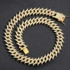 Hip Hop Iced Out Thorn Cuban Link Chain 17mm Alloy Double Row Diamond Real Gold Plated Spike Necklace Charm for Men