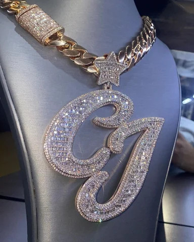 Hip Hop Round Cut Moissanite Studded Diamond Pendant Handmade Iced Out Charm Letter Pendant at Factory Price 925 Sterling Silver