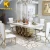 Import Home furniture modern dining room set marble dining table with 6 chairs made in Foshan DT001 from China