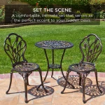 HOMFUL Bistro Sets Metal Patio Chair Set Furniture Cast Antique Outdoor Aluminum Garden Patio Table and Chair Set