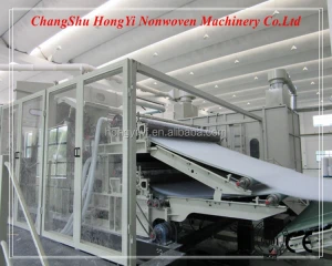 HongYi -ISO9001 high speed nonwoven double doffer coconut fiber carding machine for sheep wool