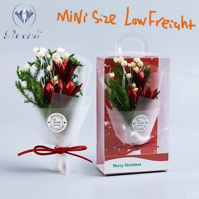 HOT  christmas gifts  wholesale high grade dried flower artificial  flower bouquet for home decoration  with box package case