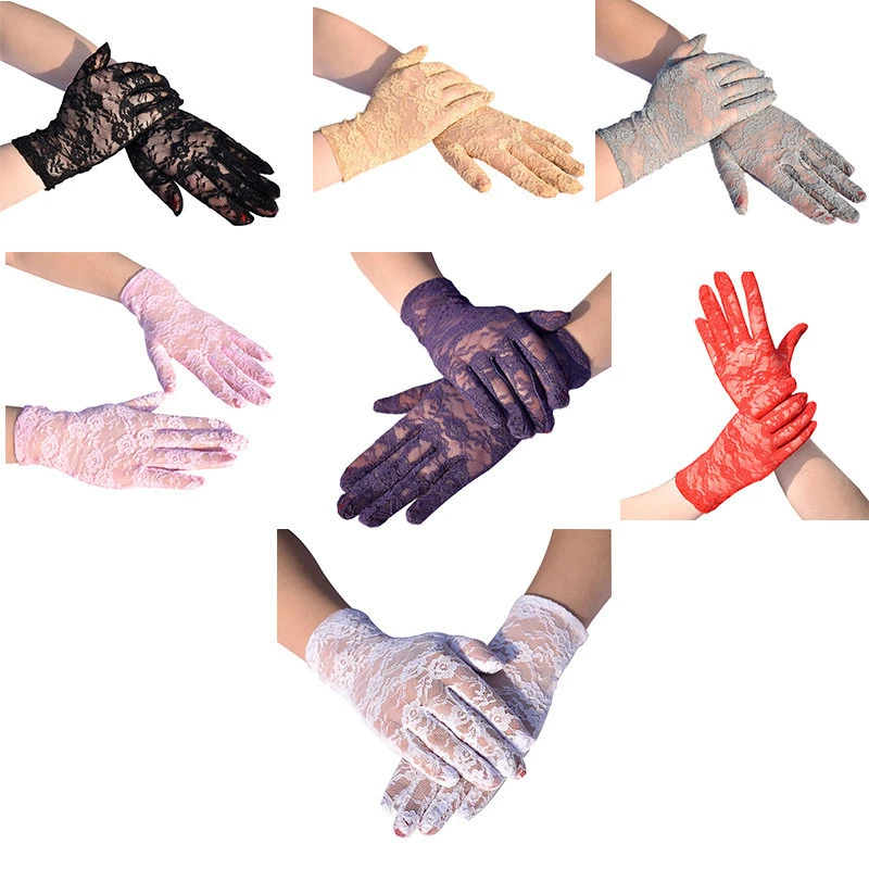 Hot New Design Flower Jacquard Lace Gloves Women Wedding Bridal Gloves