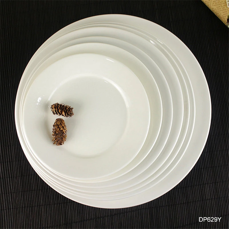 Hot sale Customized Cheap bulk White Porcelain Shallow dinner plates/Ceramic salad plate
