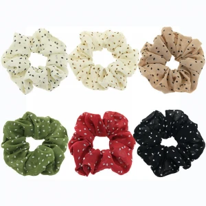 Hot Sale New Design Dot Printing Organza Hair Scrunchies Sweet Ponytail Holder Hair Ties Accessories For Women