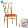 Hot Sale Orange Velvet Upholstered Gold Painting  Aluminum  Hotel Banquet Wedding Napoleon Chair