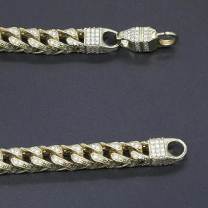 Hot Sale Style 7.5mm Width 925 Silver Moissanite Baguette Cuban Link Chain Bracelet for Hiphop Men