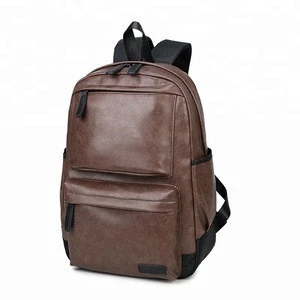 Hot selling fashion black brown anti theft laptop pu leather backpack