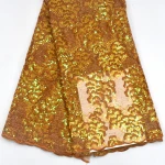 Hot selling in European American new mesh lace fabric Embroidered lace sequin white lace fabric