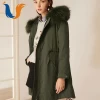 Hot selling refined canada style military green parka coat with fur