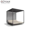 Hotel big canopy sun bed Garden Pool  Waterproof Patio brushed aluminum Double lounger Furniture Square Outdoor Daybed