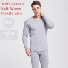 In stock high quality men 100% Cotton long round neck johns thermal underwear set soft breathable warm