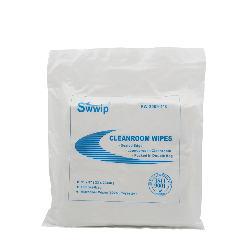 Industrial 115gsm Lcd Screen Cleaning 100% Polyester Microfiber Cleanroom Cleaning Cloth Wipes