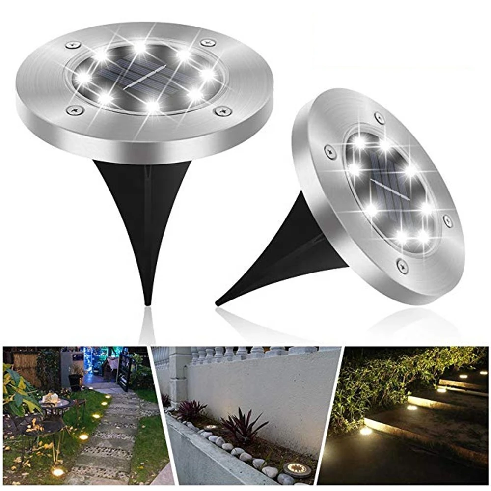 Inground LED Light Garden Floor Lamp Solar 8 LED Solar Garden Outdoor Lights