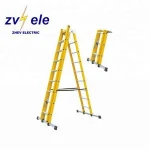 Insulated fiberglass telescopic ladder with 35KV