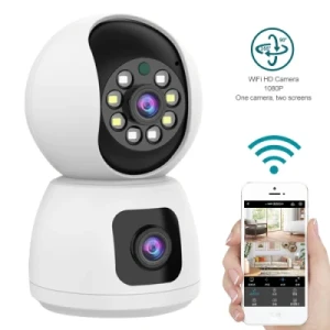 Intelligent Dual Lens, Panoramic Shooting WiFi Security Camera for Home Security Baby Monitor