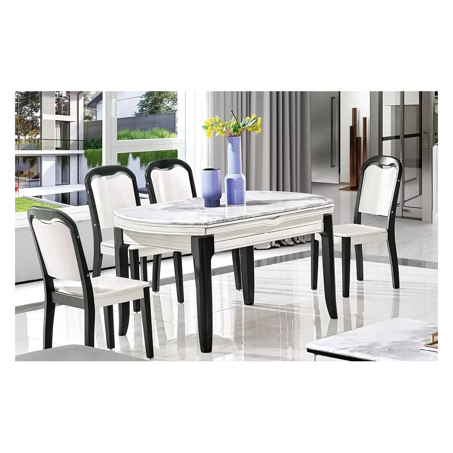 Italian modern light luxury dining room furniture Solid wood frame dining chairs and dining table