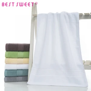 Jacquard Satin Plain White 100% Cotton Hotel Bath Towel