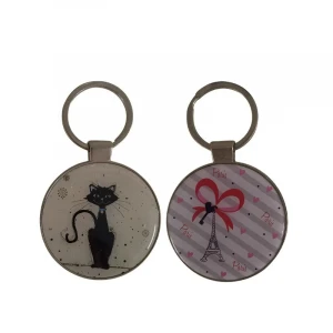 Keychains China Customized 3D Laser Engraved Logo Metal Rotating Keychains with semi precious stone