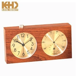 KH-WC050 KING HEIGHT Lowest Price High Quality Natural Wooden Silent Clock with Temperature and Humidity