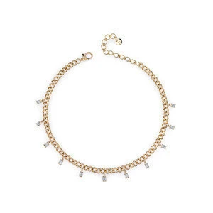 Kingyee Jewelry Fashion CZ Diamond Cuban Link Gold Choker Necklace