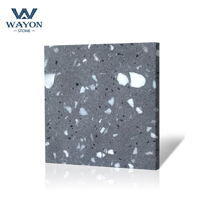 Kitchen Grey color Artificial Quartz Counter Top Stone Design Support Reception Use