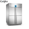 Kitchen Refrigeration Equipment Asian Style Upright Chiller And Freezer Combination 4 Stainless steel Door