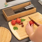 knife dock with cork divider Kitchen Knife Storage drawer bamboo knife block