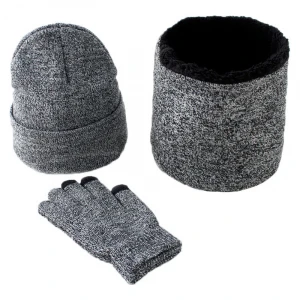Knit Beanie Hat Infinity Scarf Touch Screen Gloves Winter Warm Set for Men