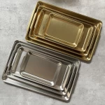 Korean Style 304 Stainless Steel Rectangular Sushi Flat Tray Tableware Golden 201 Grill BBQ plate vegetable plate sushi plate