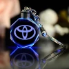 Laser Engraved LED Light Car Logo Crystal KeyChain Custom 3D Engraving Crystal Glass Key Chain