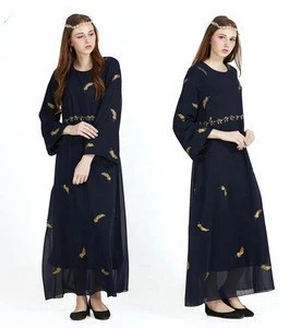 Latest Design Chiffon Muslim Islamic Ethnic Clothing Party Dress