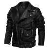 Latest Design Winter Mens Leather Jacket Zipper Pockets Motorcycle PU Leather Jacket