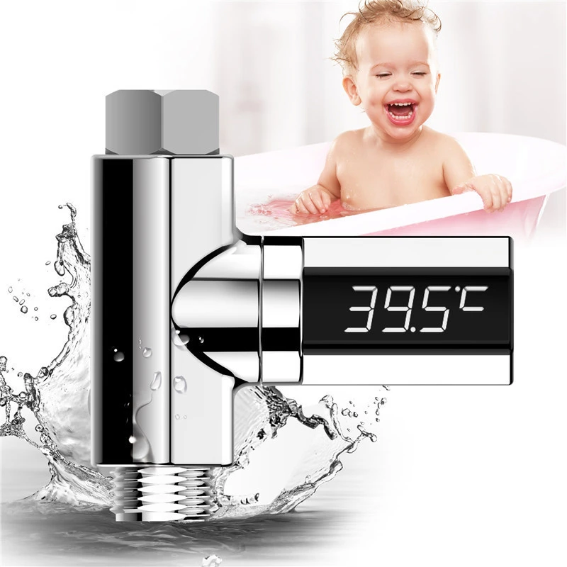 LED Display Celsius Home Water Shower Thermometer Flow Self-Generating Electricity Water Kitchen Temperature Meter Monitor
