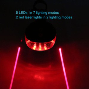 LED Laser Bike Bicycle Light Rear Tail Flashing Safety Warning Lamp Night with Retail Box