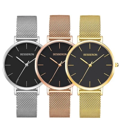 Low MOQ rose gold silver case watches japan movt 316L stainless steel back watch with good quality