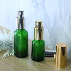 Luxury 5ml 10ml 15ml 30 ml 1oz mini aluminum mist spray green glass perfume bottle for packaging (GRG14)