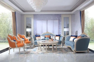 luxury classic leather sofa hotel lobby villa  furniture project customized full set furniture Foshan china cosmetic factory