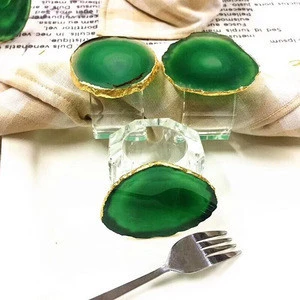 luxury vogue natural agate stone table napkin ring for decoration
